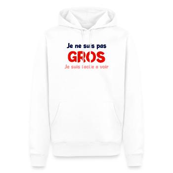 Je ne suis pas gros humour - Sweat à capuche Premium bio Homme - blanc - Devant - Nico (187cm)