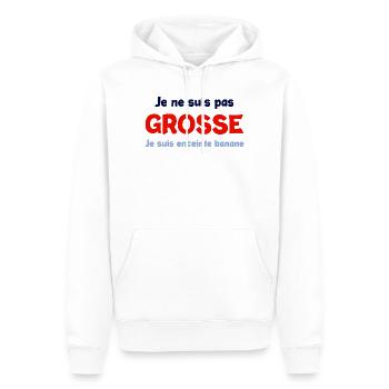 Pas grosse enceinte - Sweat à capuche Premium bio Homme - blanc - Devant - Nico (187cm)