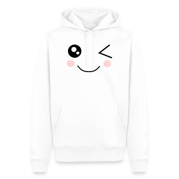 Visage Kawaii Drôle - Sweat à capuche Premium bio Homme - blanc - Devant - Nico (187cm)
