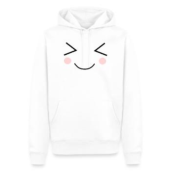 Visage Kawaii Drôle - Sweat à capuche Premium bio Homme - blanc - Devant - Nico (187cm)