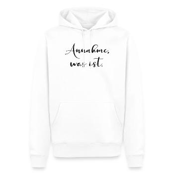 ANNAHME ANNEHMEN - BEWUSSTSEIN SPRÜCHE - Männer Premium Bio Hoodie - Weiß - Vorne - Nico (187cm)