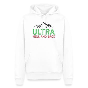 Ultra Running - Enfer et retour - Sweat à capuche Premium bio Homme - blanc - Devant - Nico (187cm)