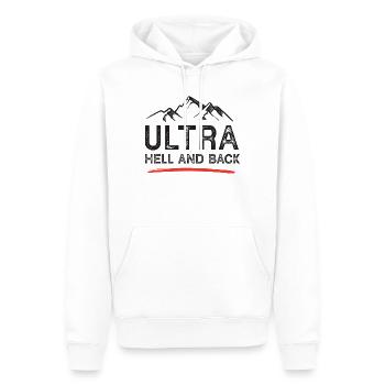 Ultra Running - Enfer et retour - Sweat à capuche Premium bio Homme - blanc - Devant - Nico (187cm)