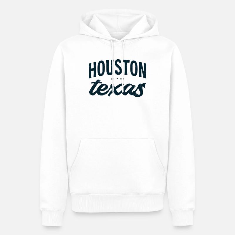 Houston Texas Script Emblem Tee - Männer Premium Bio Hoodie - Weiß