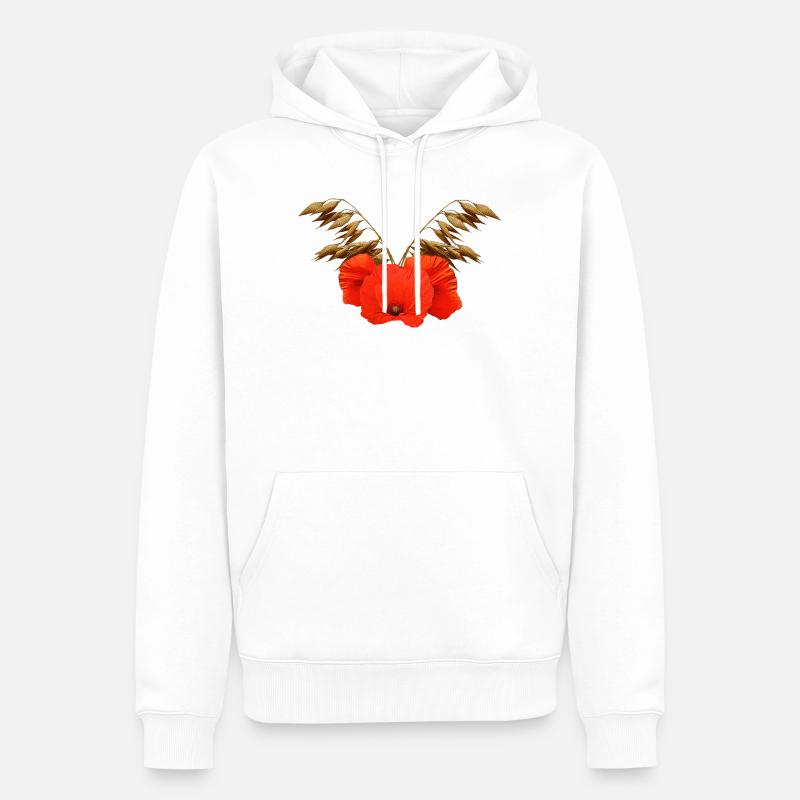 ländliche blumenmuster, Mohnmuster mit Hafer - Männer Premium Bio Hoodie - Weiß