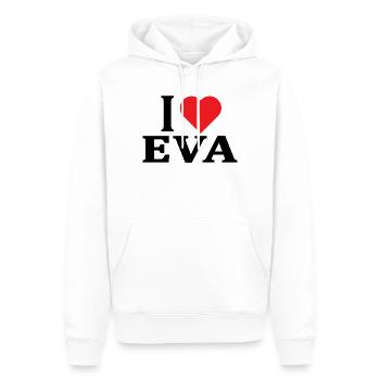 t-shirt J’adore Eva idée cadeau t-shirt - Sweat à capuche Premium bio Homme - blanc - Devant - Nico (187cm)