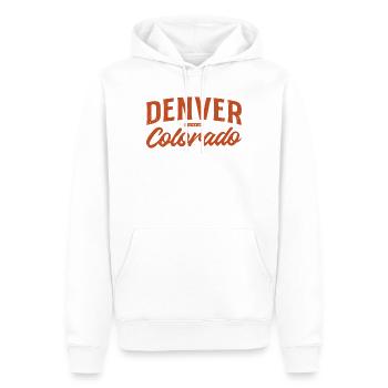 Denver Colorado Retro Script Logo - Men’s Premium Organic Hoodie - white - Front - Nico (187cm)