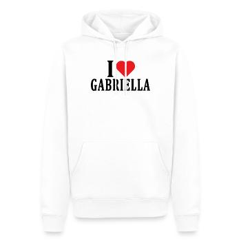 J’adore l’idée cadeau t-shirt Gabriella - Sweat à capuche Premium bio Homme - blanc - Devant - Nico (187cm)
