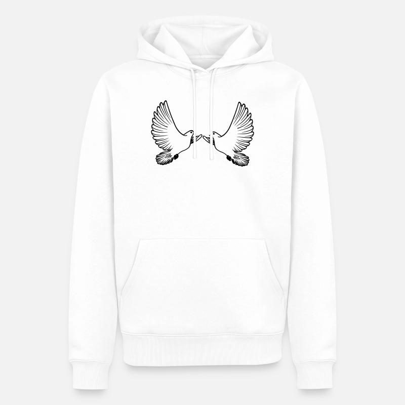 Zwei Tauben transparent - Männer Premium Bio Hoodie - Weiß
