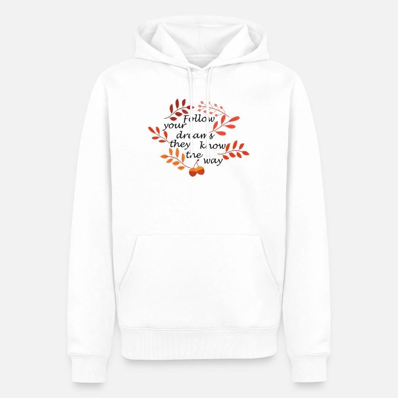 Herbstlaub und Eicheln Muster - Männer Premium Bio Hoodie - Weiß