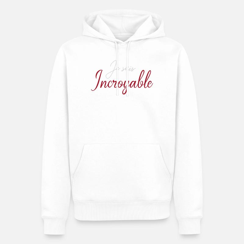 Je suis Incroyable Script Rouge - Sweat à capuche Premium bio Homme - blanc