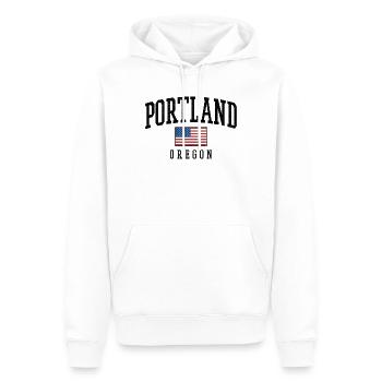 Portland, Oregon, États-Unis, Flag Graphic Design - Sweat à capuche Premium bio Homme - blanc - Devant - Nico (187cm)