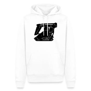 Machine vibrante Stratemaker ou plaque vibrante - Sweat à capuche Premium bio Homme - blanc - Devant - Nico (187cm)