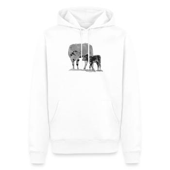 Kuh mit Kalb - Männer Premium Bio Hoodie - Weiß - Vorne - Nico (187cm)