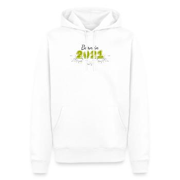 Born in 2021 verziert - Männer Premium Bio Hoodie - Weiß - Vorne - Nico (187cm)