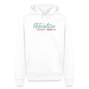 L’aventure est là-bas - Sweat à capuche Premium bio Homme - blanc - Devant - Nico (187cm)