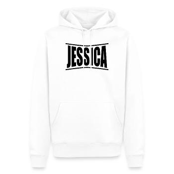 t-shirt Jessica t-shirt idée cadeau - Sweat à capuche Premium bio Homme - blanc - Devant - Nico (187cm)