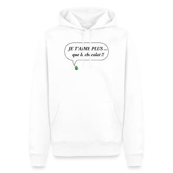 JE T AIME PLUS que le chocolat - Sweat à capuche Premium bio Homme - blanc - Devant - Nico (187cm)