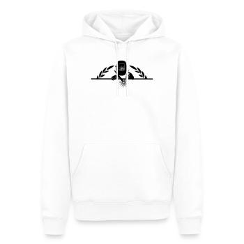 Welder logo transparent with half laurel wreath - Men’s Premium Organic Hoodie - white - Front - Nico (187cm)