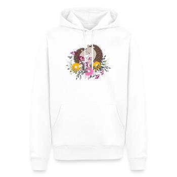 Zwei kleine Igel sitzen gemeinsam im Blumenbeet - Männer Premium Bio Hoodie - Weiß - Vorne - Nico (187cm)