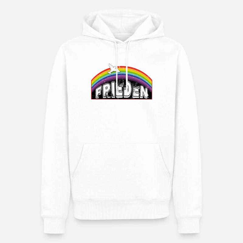 RAINBOW Regenbogen FRIEDEN - Männer Premium Bio Hoodie - Weiß