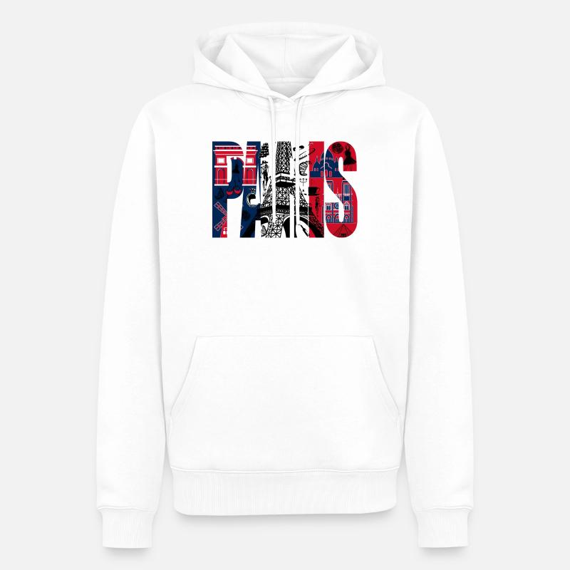Collage Paris Eiffel Tour - Sweat à capuche Premium bio Homme - blanc