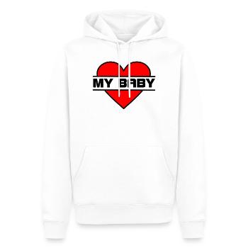 Cœur J’aime mon bébé - Sweat à capuche Premium bio Homme - blanc - Devant - Nico (187cm)