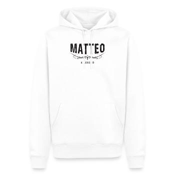 MATTEO A LEGEND verziert - Männer Premium Bio Hoodie - Weiß - Vorne - Nico (187cm)