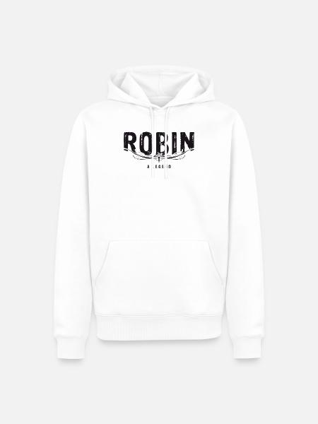 ROBIN A LEGEND verziert - Männer Premium Bio Hoodie - Weiß