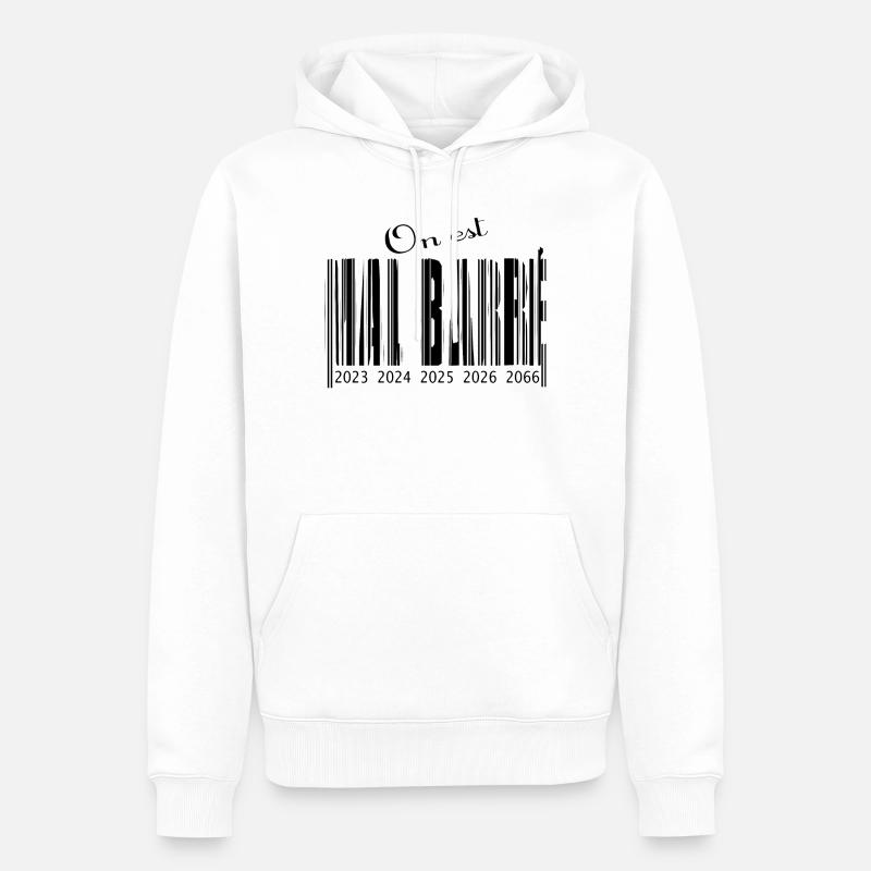 mal barré code barre - Sweat à capuche Premium bio Homme - blanc