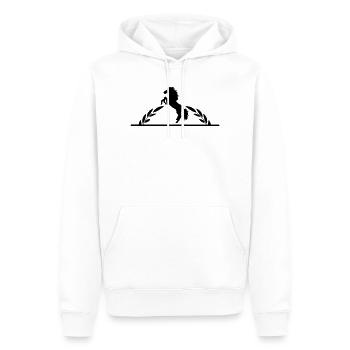 Prancing horse in half laurel wreath - Men’s Premium Organic Hoodie - white - Front - Nico (187cm)