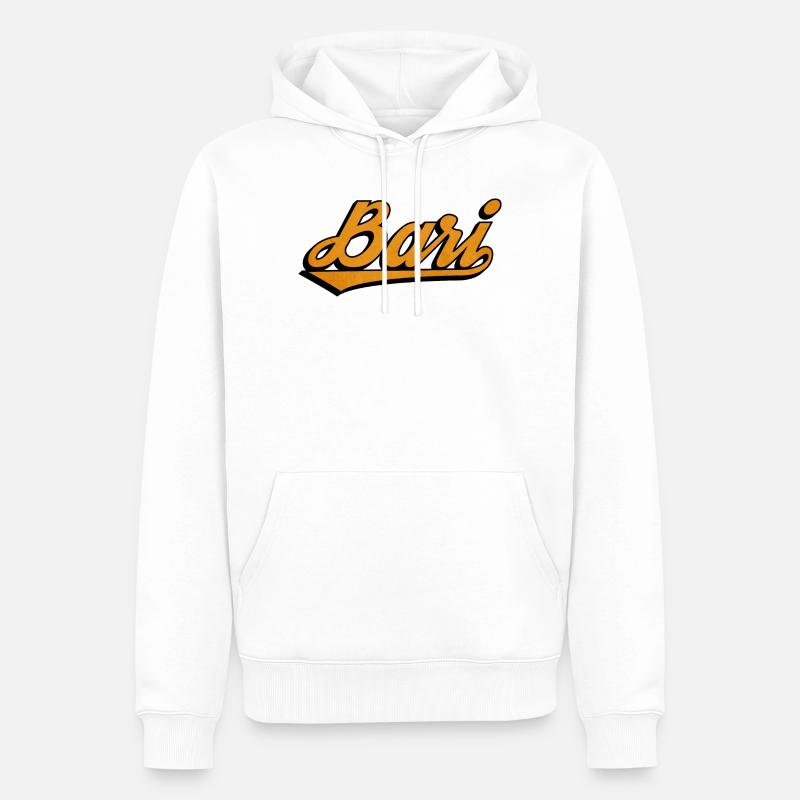 Bari Script: Orange Retro Logo - Men’s Premium Organic Hoodie - white