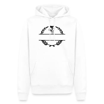 Tricks auf dem Fahrrad im Lorbeerkranz - Männer Premium Bio Hoodie - Weiß - Vorne - Nico (187cm)