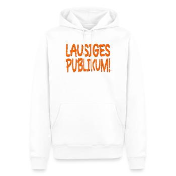 LAUSIGES PUBLIKUM SPRÜCHE BÜHNE - Männer Premium Bio Hoodie - Weiß - Vorne - Nico (187cm)
