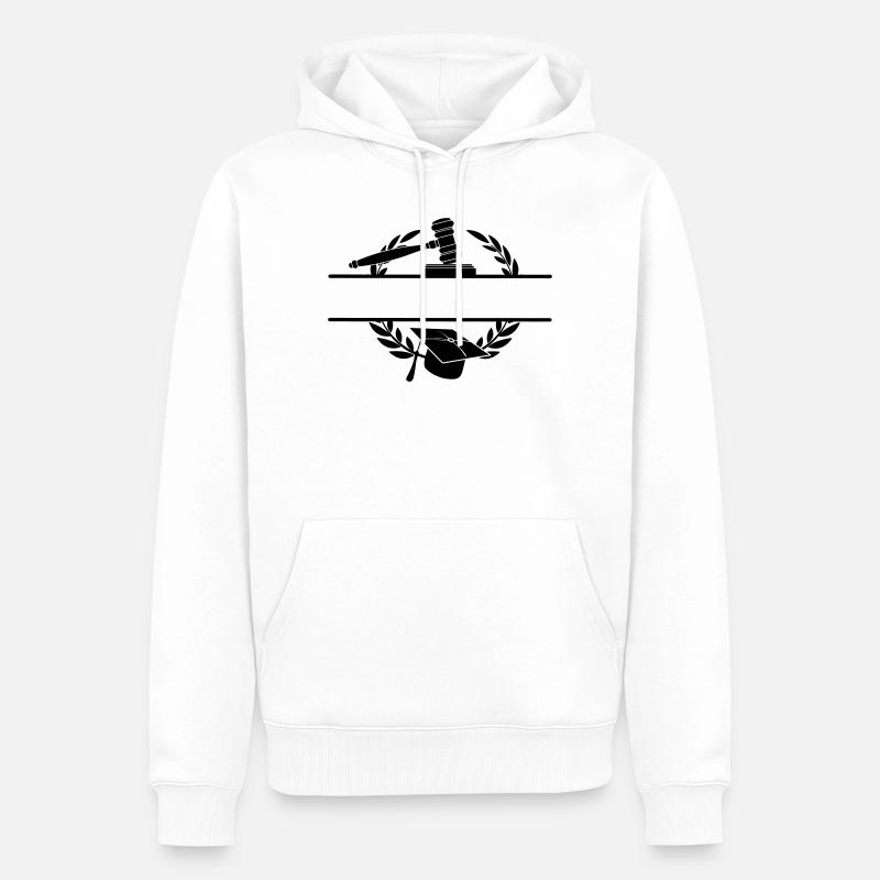 Anwaltsmonogramm mit Hut und Hammer - Männer Premium Bio Hoodie - Weiß