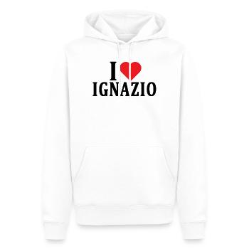 T-Shirt Ich liebe Ignazio T-Shirt Geschenkidee - Männer Premium Bio Hoodie - Weiß - Vorne - Nico (187cm)