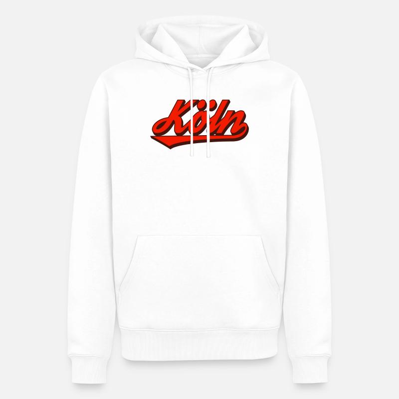 Logo rétro Script de Cologne Rouge - Sweat à capuche Premium bio Homme - blanc