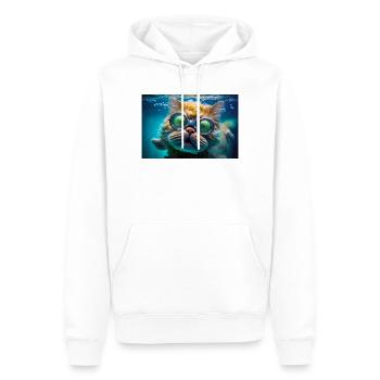 Hector die Schwimmkatze mit Taucherbrille - Männer Premium Bio Hoodie - Weiß - Vorne - Nico (187cm)