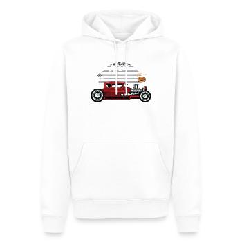 Neon Retro Hotrod - Men’s Premium Organic Hoodie - white - Front - Nico (187cm)