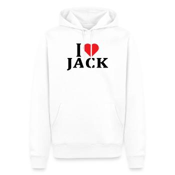 Name T-Shirt I love Jack T-Shirt Geschenkidee - Männer Premium Bio Hoodie - Weiß - Vorne - Nico (187cm)