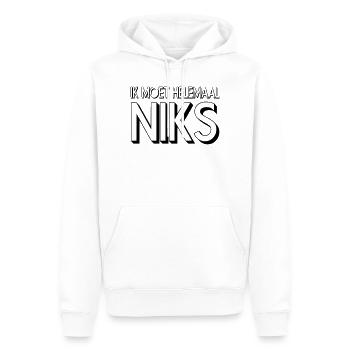Ich will oder tue nichts! Humor # - Männer Premium Bio Hoodie - Weiß - Vorne - Nico (187cm)