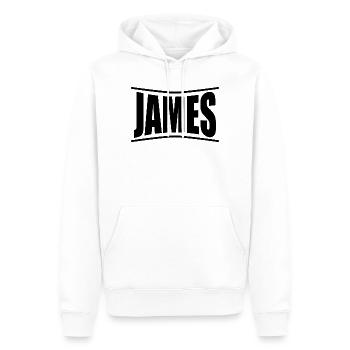 Name T-Shirt James T-Shirt Geschenkidee - Männer Premium Bio Hoodie - Weiß - Vorne - Nico (187cm)