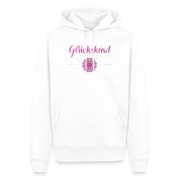 Glückskind - Wortschätze - vergessene Wörter - Männer Premium Bio Hoodie - Weiß - Vorne - Nico (187cm)