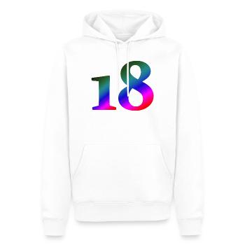 18, bunter farbverlauf, schenken - Männer Premium Bio Hoodie - Weiß - Vorne - Nico (187cm)