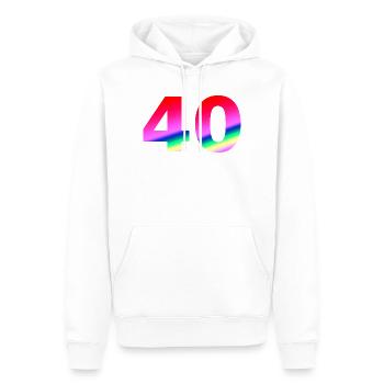 geburtstagsgeschenk, 40 Pinktöne - Männer Premium Bio Hoodie - Weiß - Vorne - Nico (187cm)