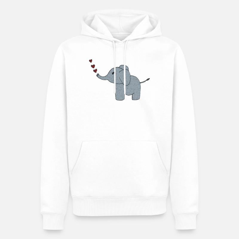elefant gewebe mit herzen - Männer Premium Bio Hoodie - Weiß