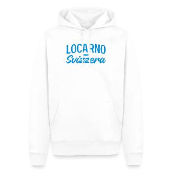 Locarno Blau Handlettering Schweiz - Männer Premium Bio Hoodie - Weiß - Vorne - Nico (187cm)