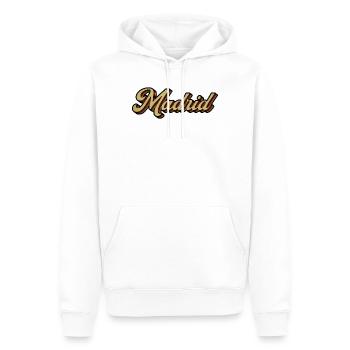 Madrid Retro Striped Script - Männer Premium Bio Hoodie - Weiß - Vorne - Nico (187cm)
