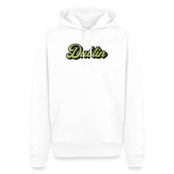 Dublin Retro Script in Lime - Sweat à capuche Premium bio Homme - blanc - Devant - Nico (187cm)