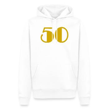 50. 50 JAHRE. 50-jähriges Jubiläum. GEBURTSTAG 50 JAHRE. - Männer Premium Bio Hoodie - Weiß - Vorne - Nico (187cm)